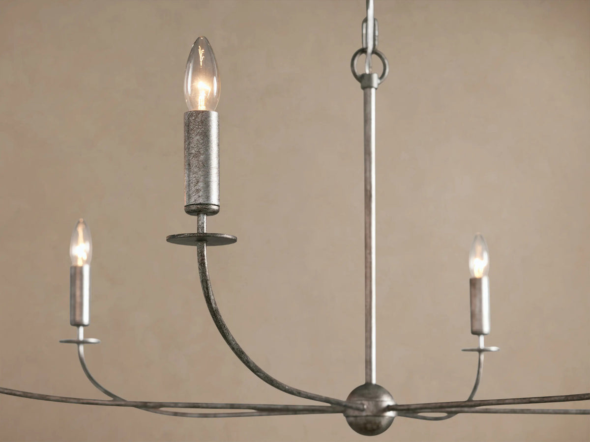 Iron Leaf Chandelier in Silver 6 Light — product view 3