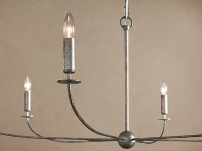 Iron Leaf Chandelier in Silver 6 Light — product view 3