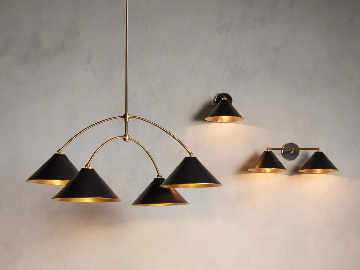 Arno Brass Modern Sconce in Matte Black — product view 4
