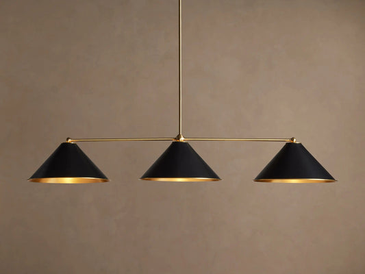 Linear Brass Light Black 3 Light Chandelier — product view 1