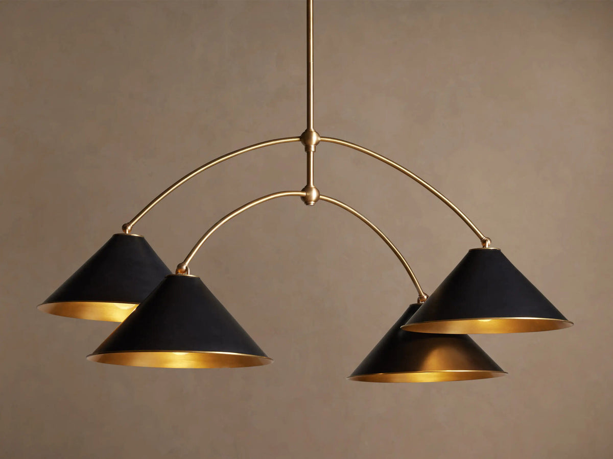 Brass Chandelier Arno Round Black 4 Light Fixture — product view 1