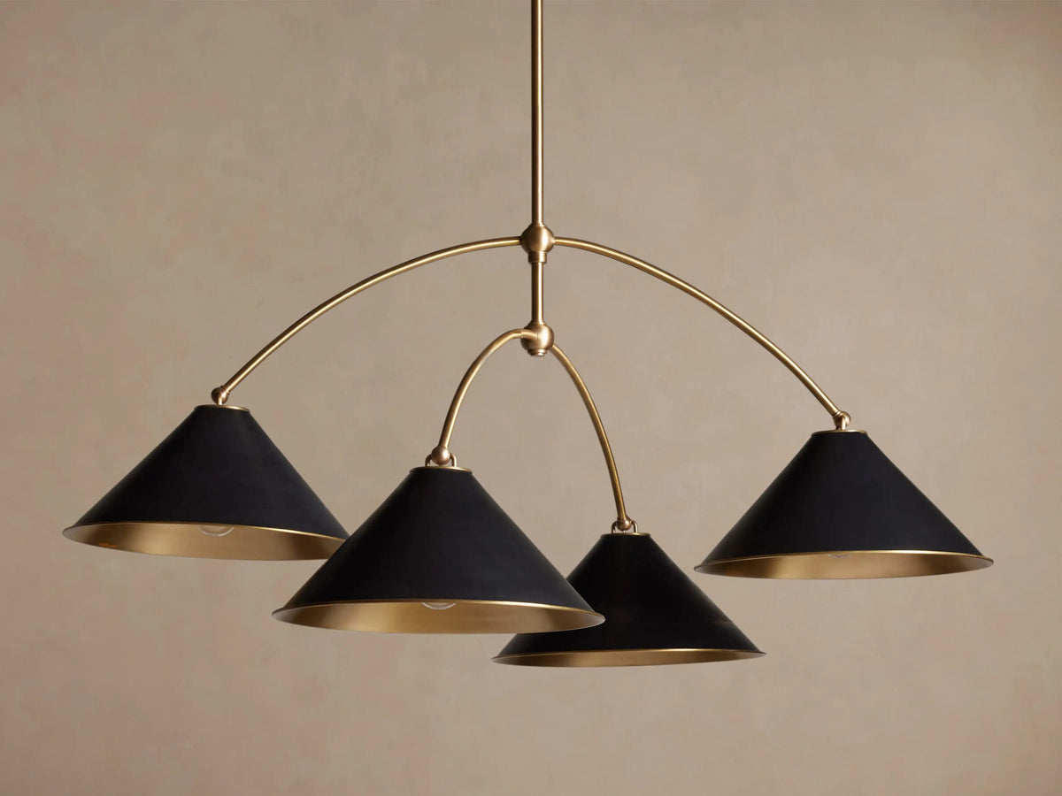 Brass Chandelier Arno Round Black 4 Light Fixture — product view 2