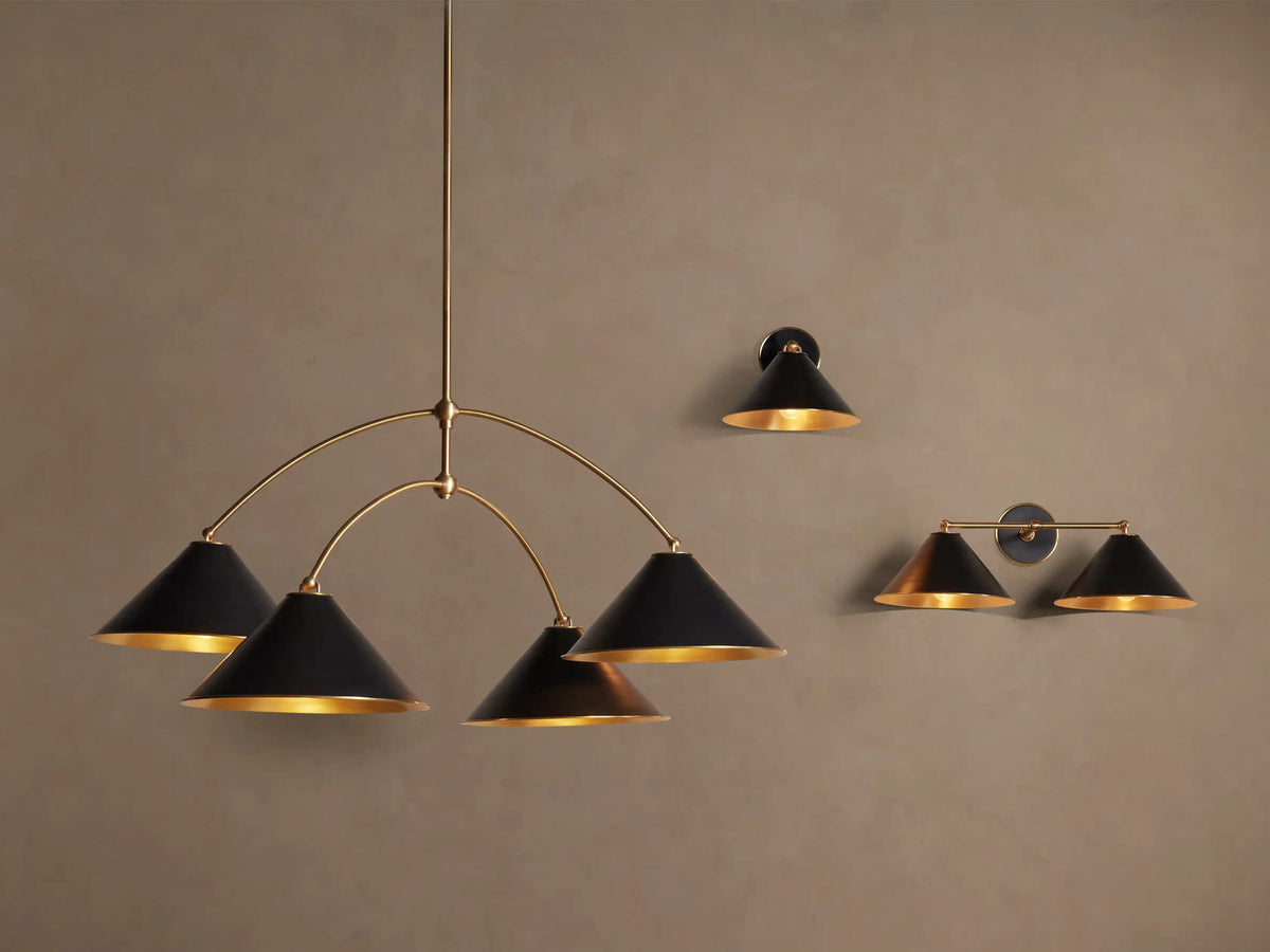 Brass Chandelier Arno Round Black 4 Light Fixture — product view 4