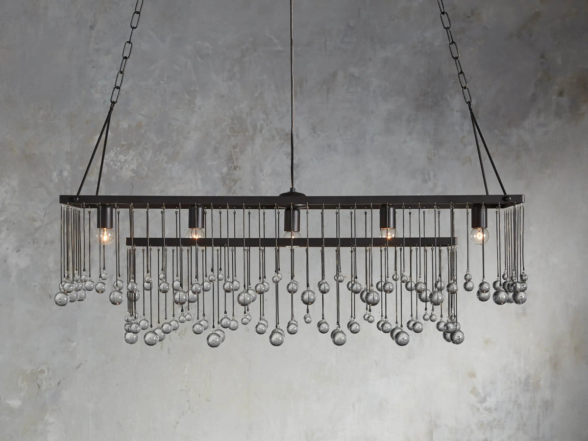 Iron Chandelier Aubrey Rectangular Glass Drop Light — product view 1