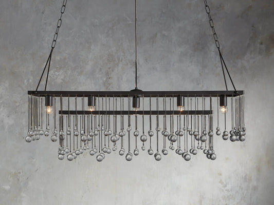 Iron Chandelier Aubrey Rectangular Glass Drop Light — product view 1