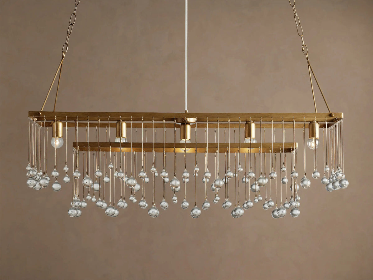 Iron Chandelier Aubrey Rectangular Glass Drop Light — product view 11