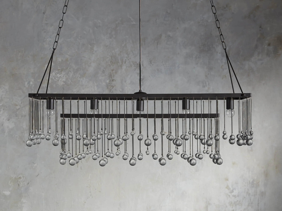 Iron Chandelier Aubrey Rectangular Glass Drop Light — product view 2
