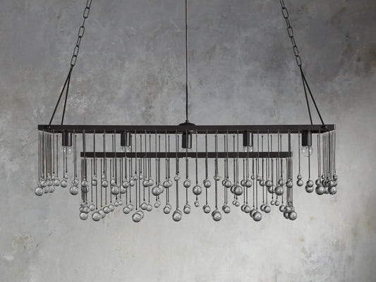 Iron Chandelier Aubrey Rectangular Glass Drop Light — product view 2