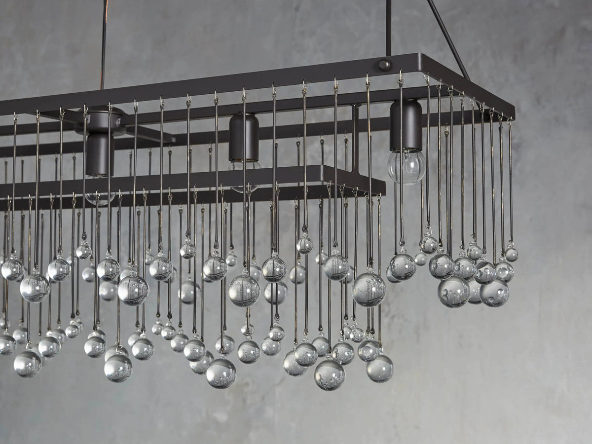 Iron Chandelier Aubrey Rectangular Glass Drop Light — product view 3