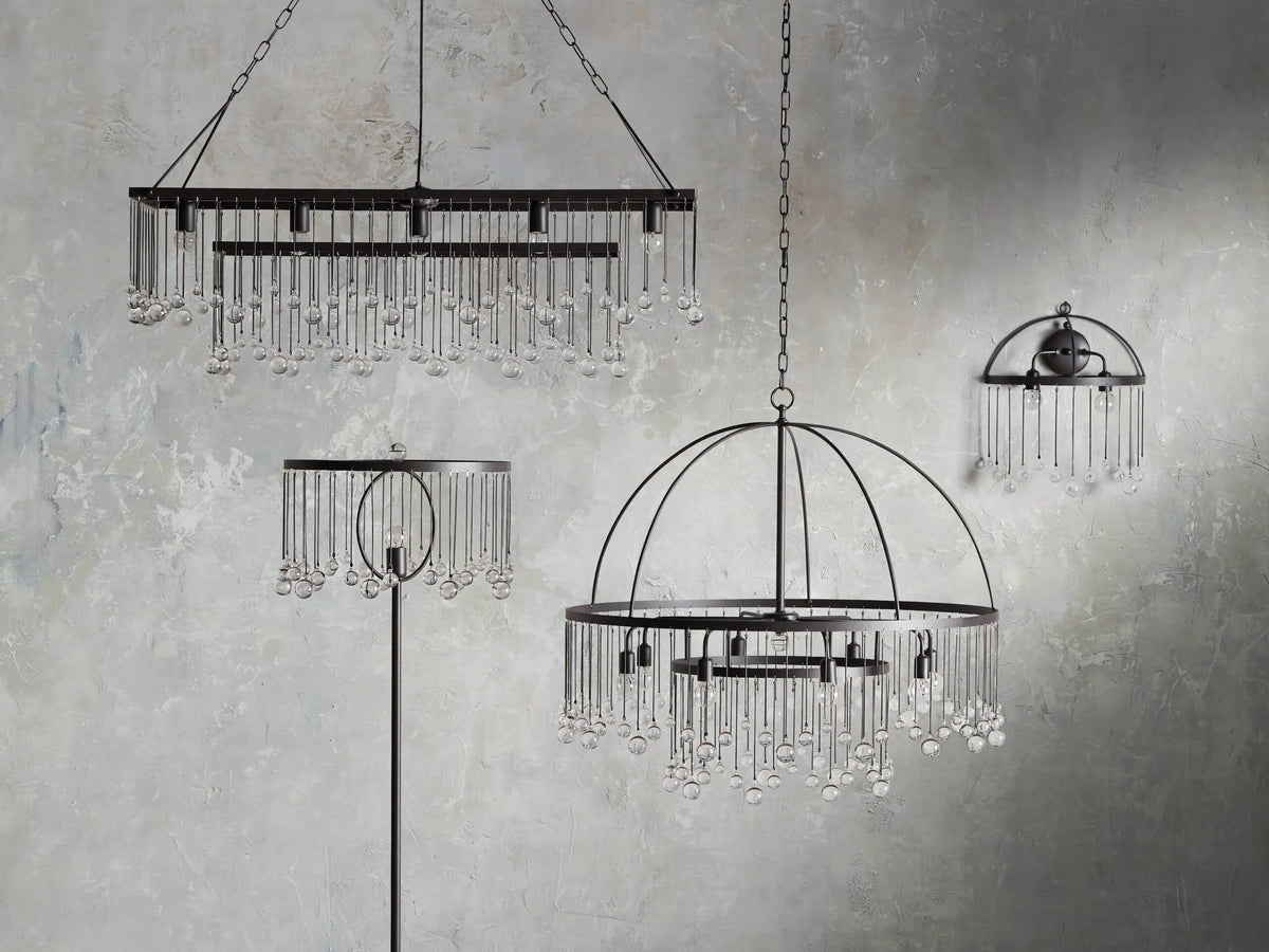 Iron Chandelier Aubrey Rectangular Glass Drop Light — product view 6