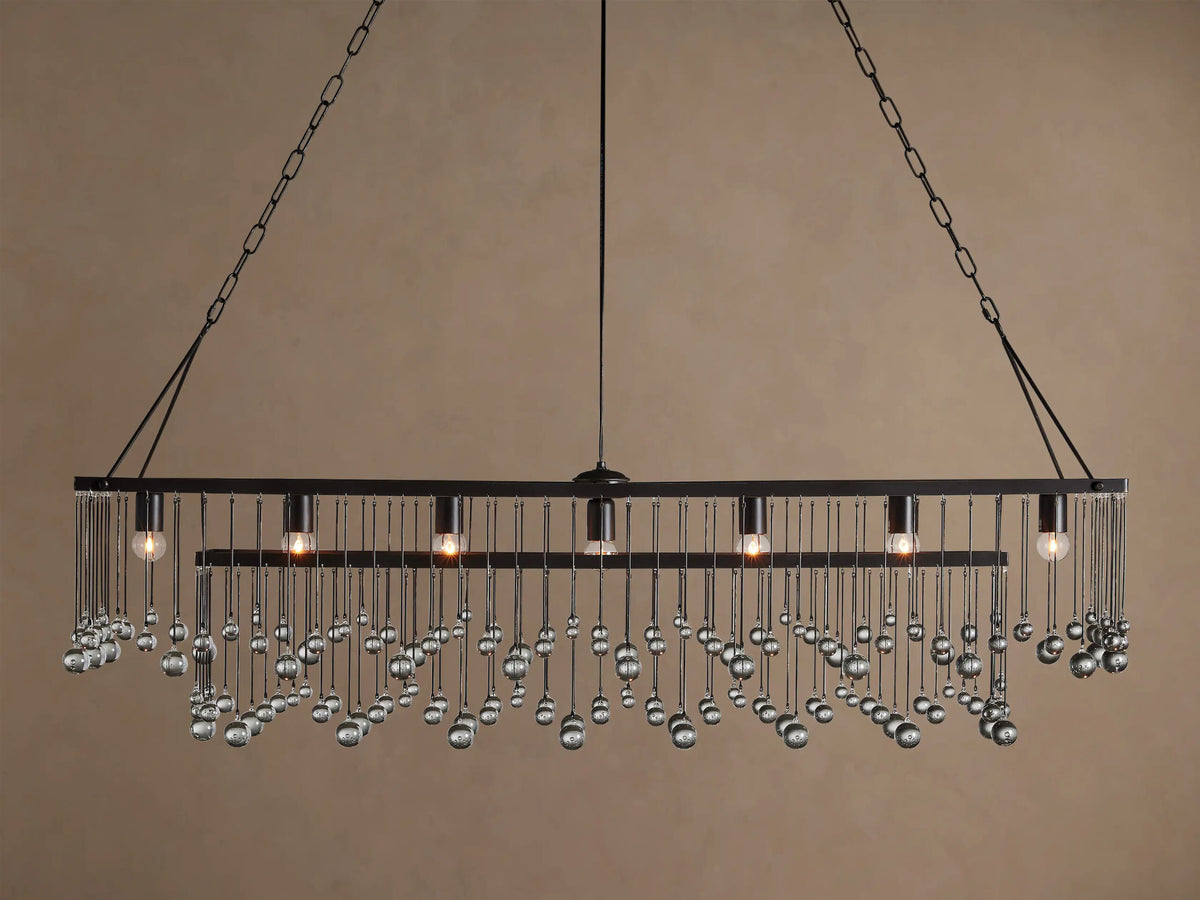 Iron Chandelier Aubrey Rectangular Glass Drop Light — product view 7