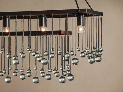 Iron Chandelier Aubrey Rectangular Glass Drop Light — product view 9