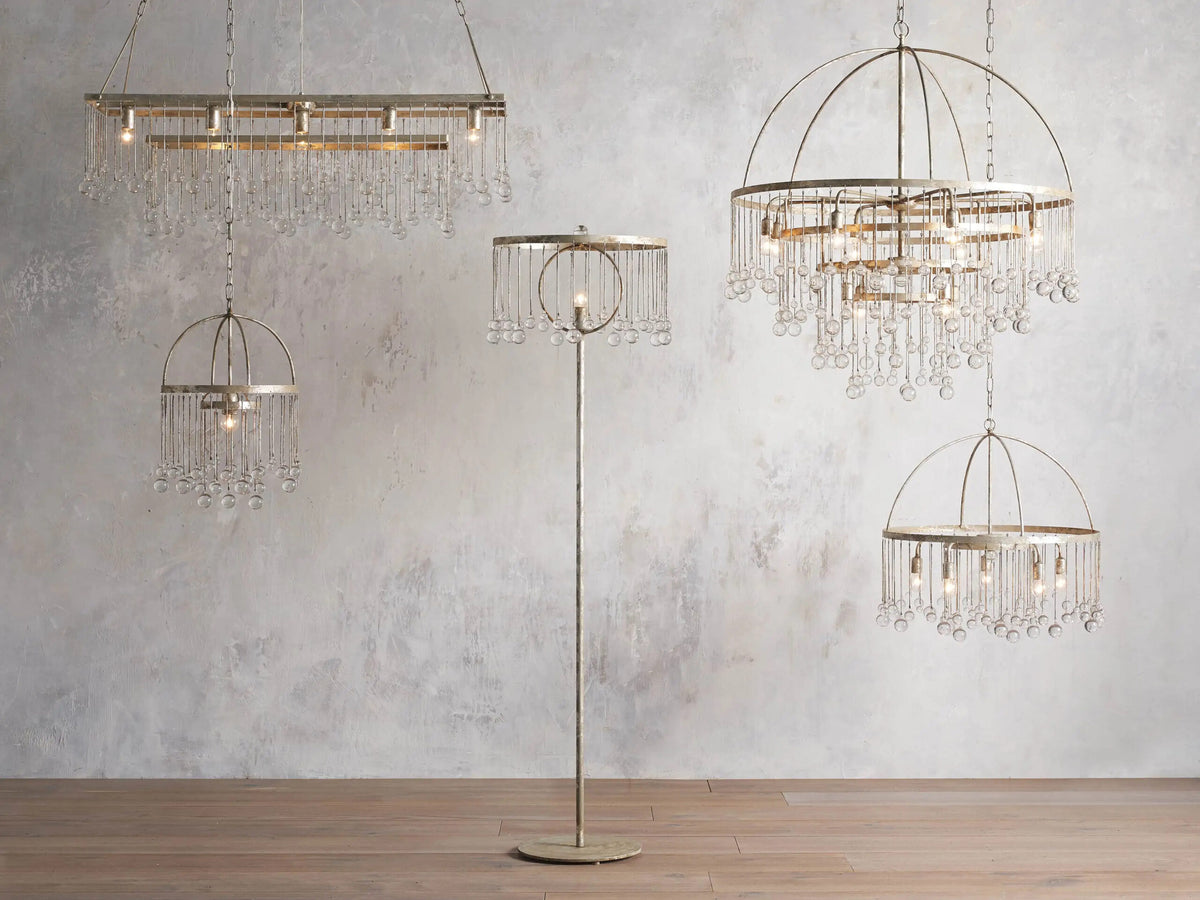 Aubrey Round Silver Crystal Chandelier 4 Tier