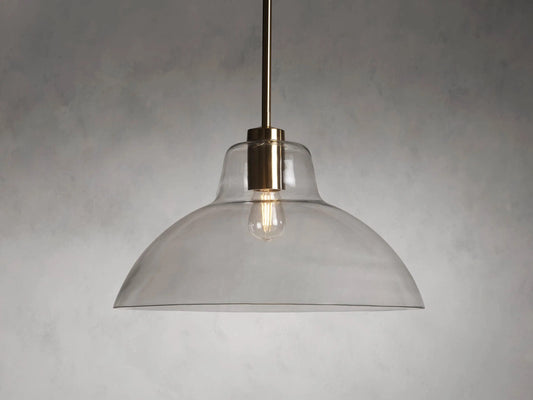 Bauer Glass Dome Pendant in Clear Glass and Brass Finish — product view 1