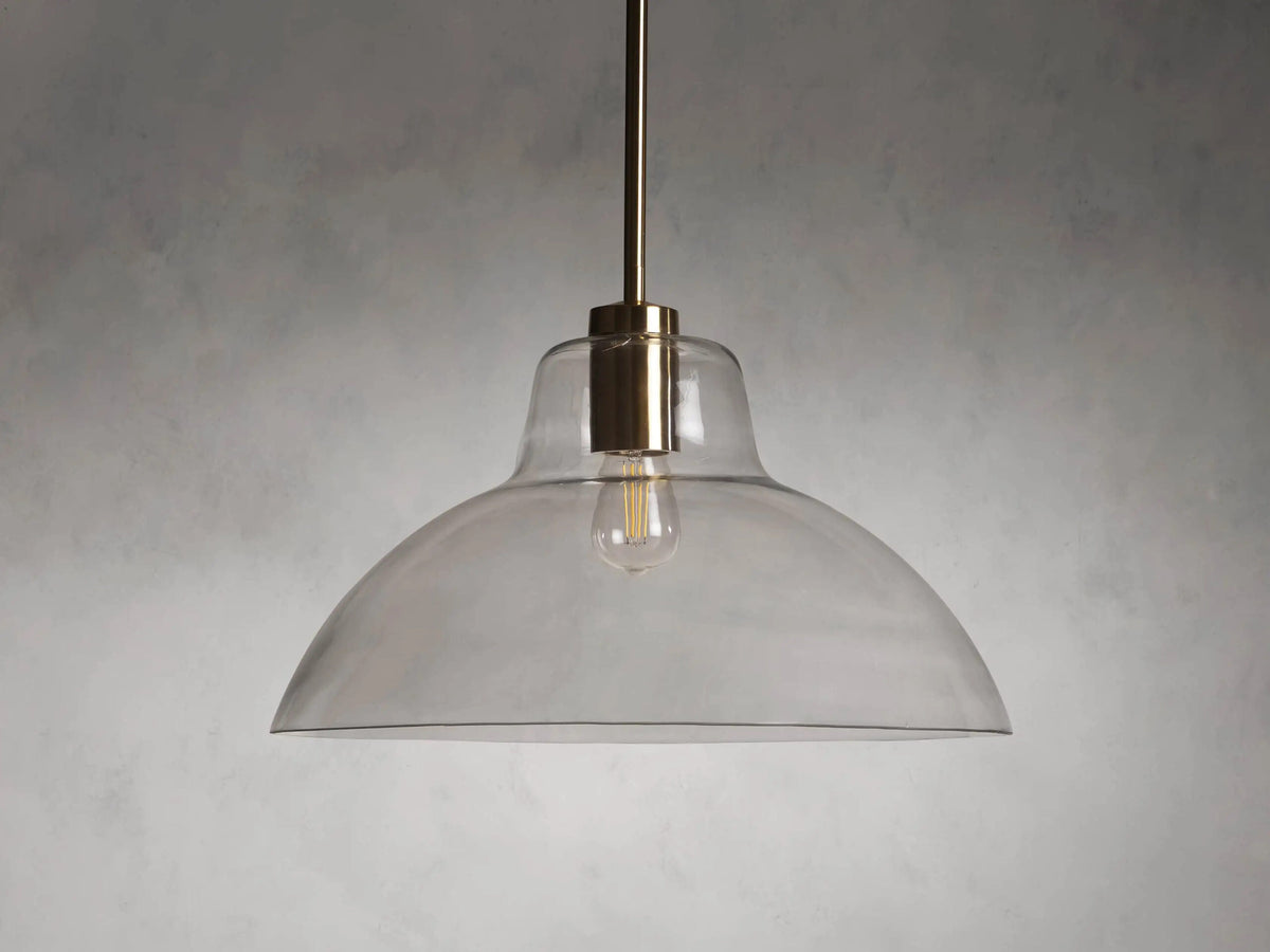 Bauer Glass Dome Pendant in Clear Glass and Brass Finish — product view 2