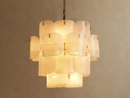 Blaire Round Glass Chandelier in White — product view 1