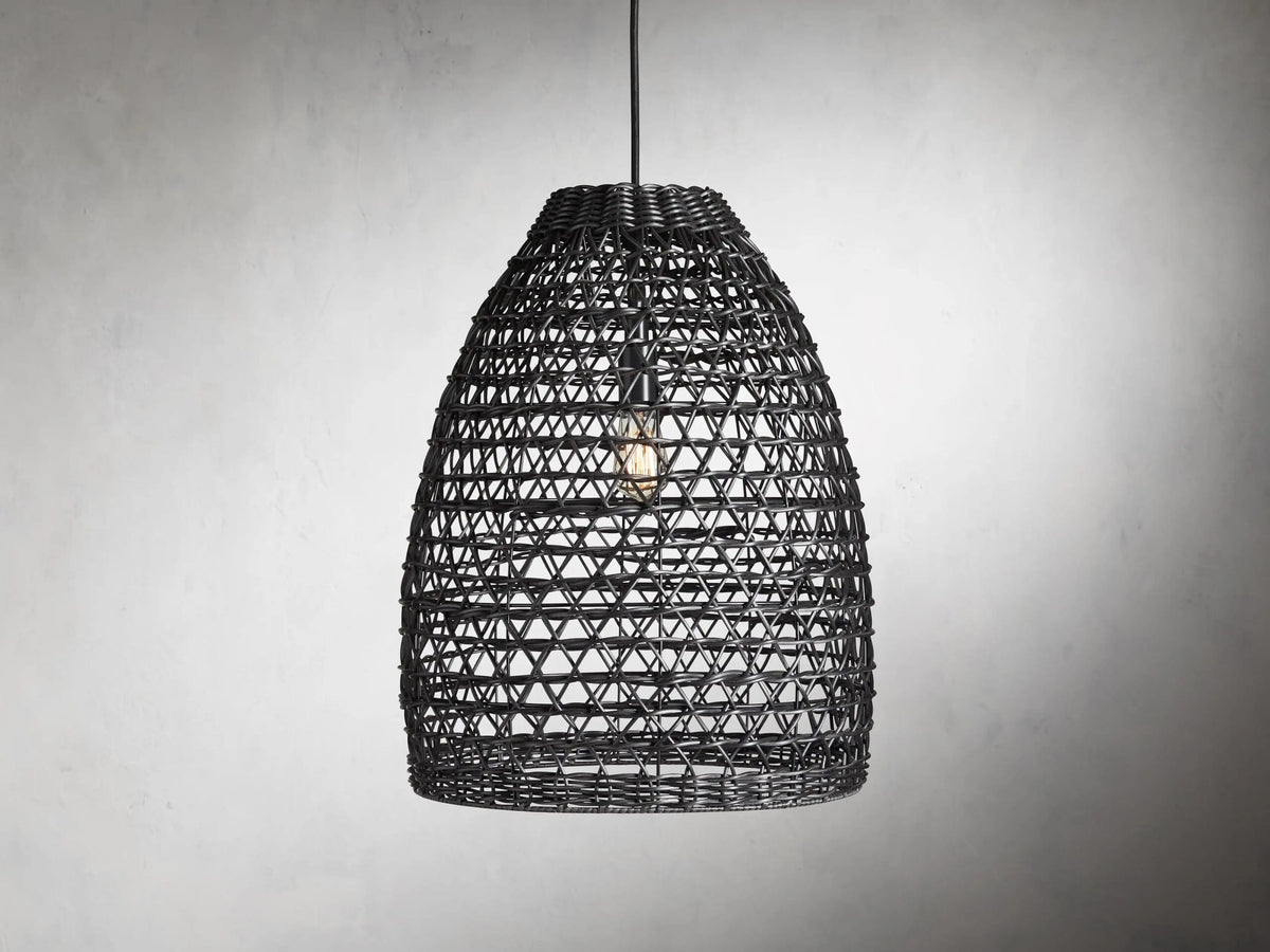 Black Wicker Pendant Light — product view 1