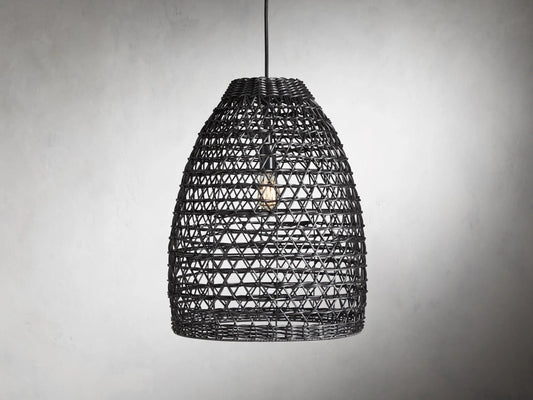 Black Wicker Pendant Light — product view 1
