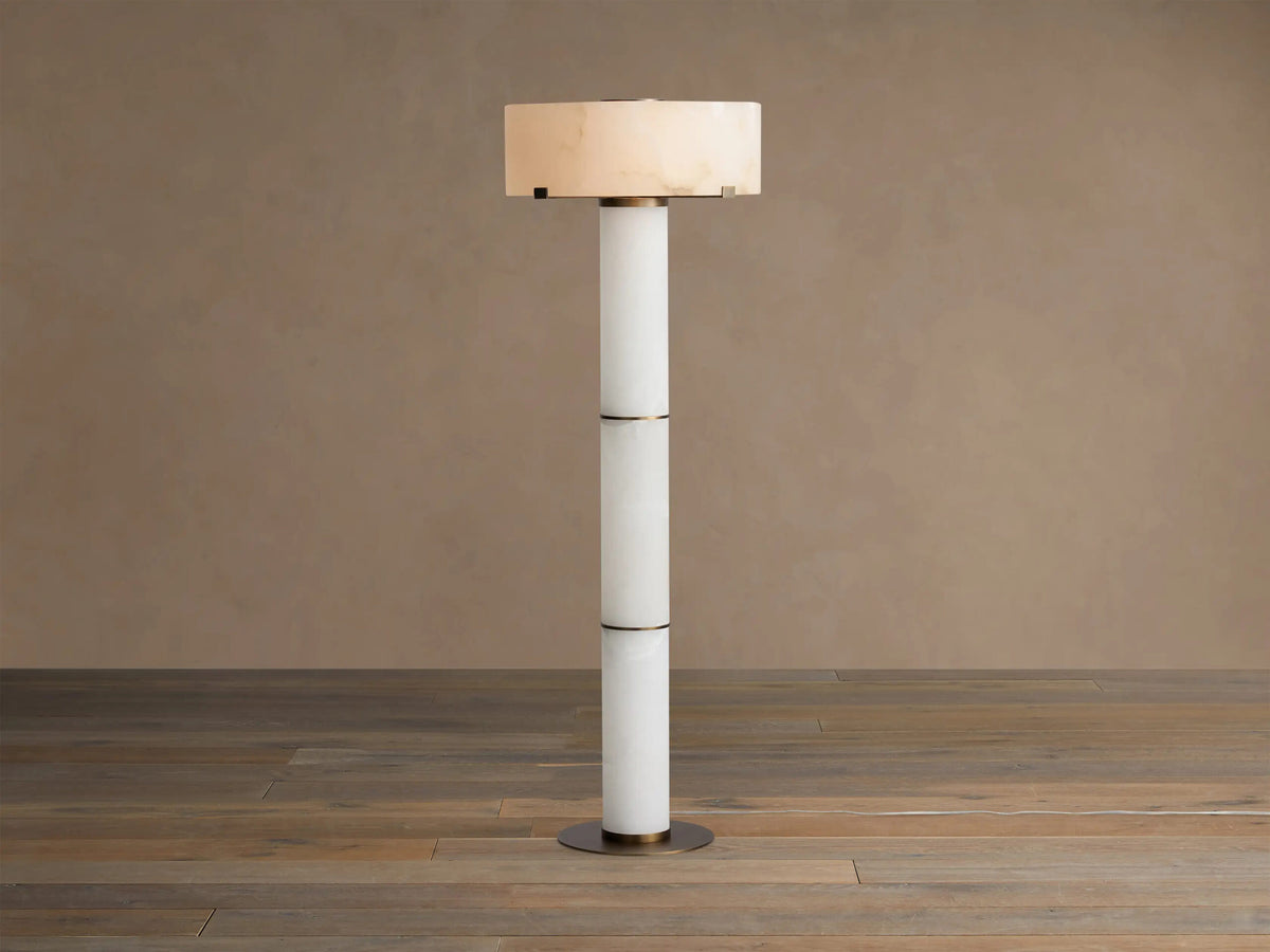 Chayla Alabaster Floor Lamp in Dark Antique Brass — product view 1