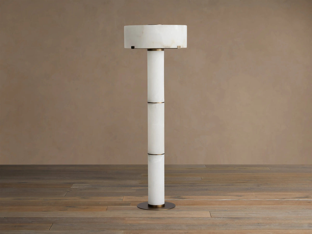 Chayla Alabaster Floor Lamp in Dark Antique Brass