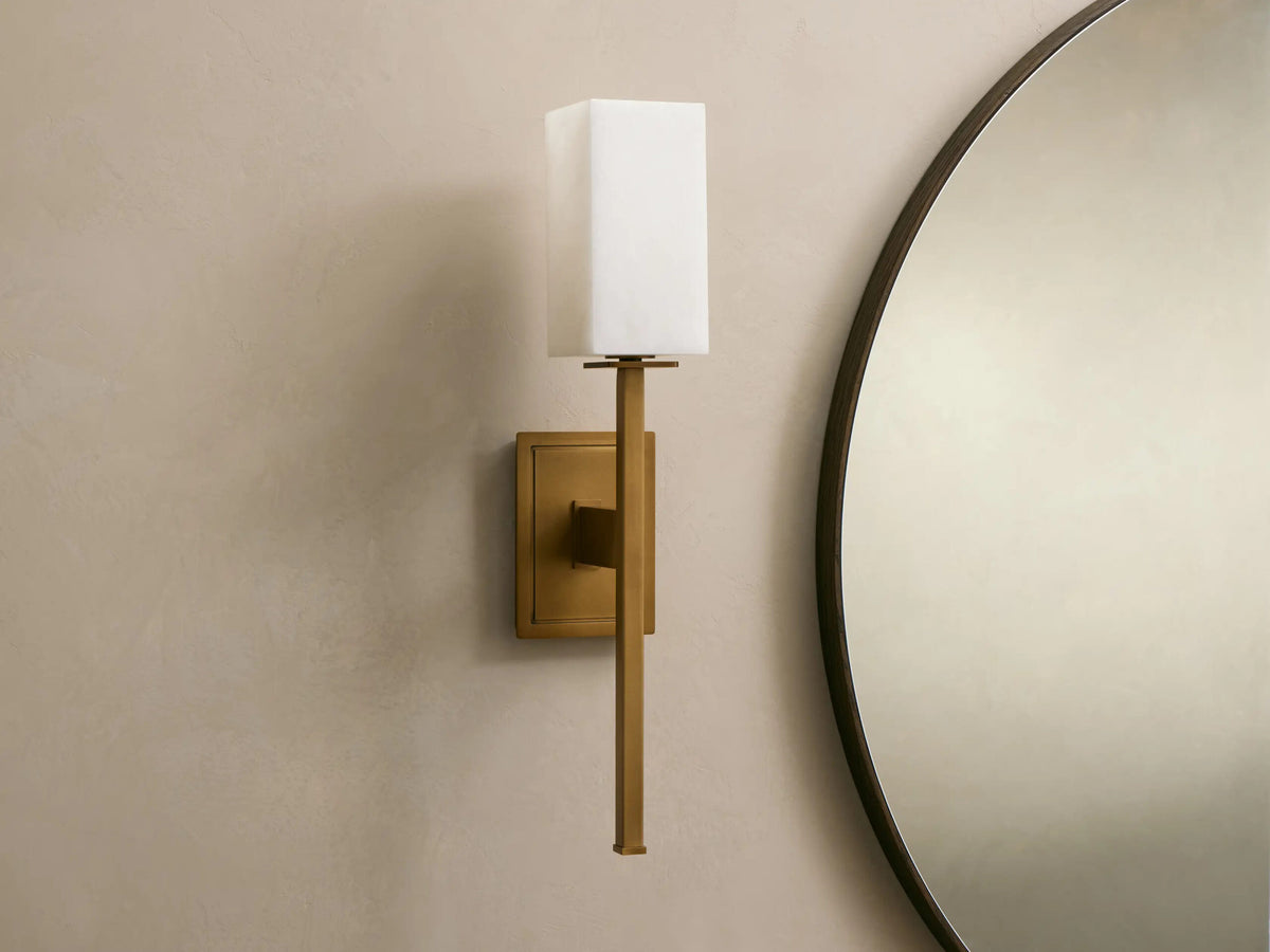 Cinda Modern Stone Sconce in Alabaster and Brass — product view 2