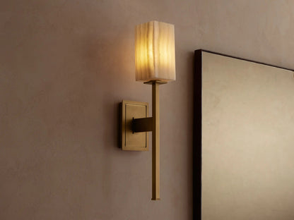 Cinda Modern Stone Sconce in Alabaster and Brass — product view 4