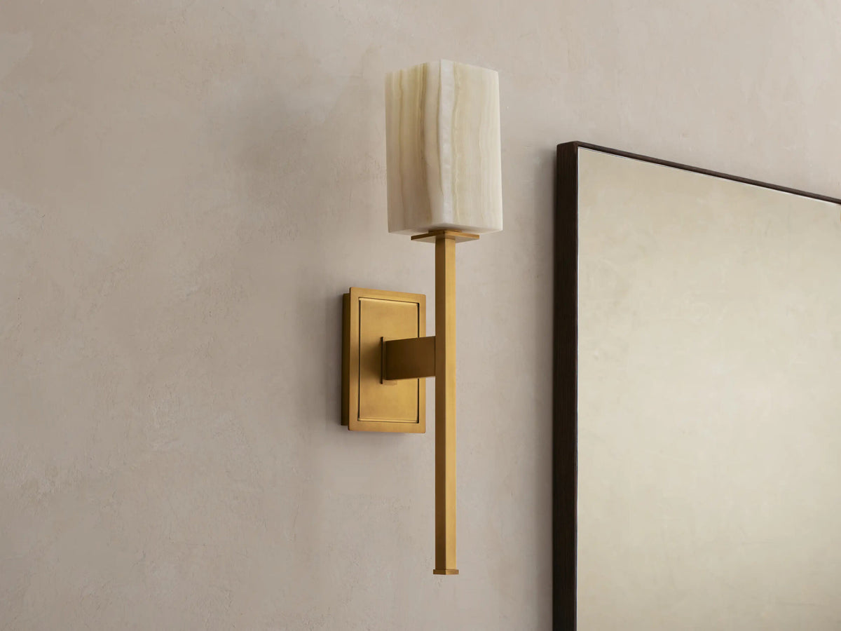 Cinda Modern Stone Sconce in Alabaster and Brass — product view 5