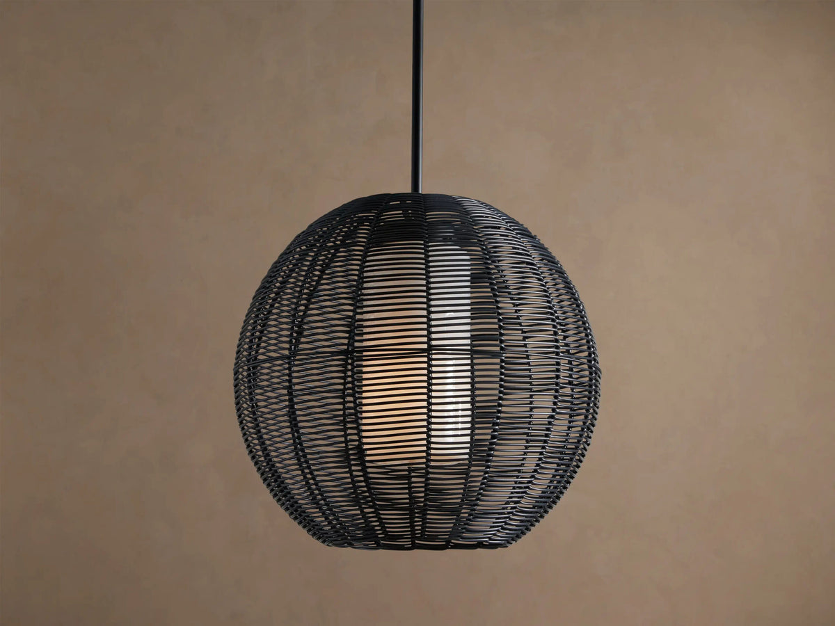 Wicker Globe Pendant Black Light — product view 1