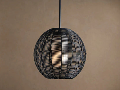 Wicker Globe Pendant Black Light — product view 1