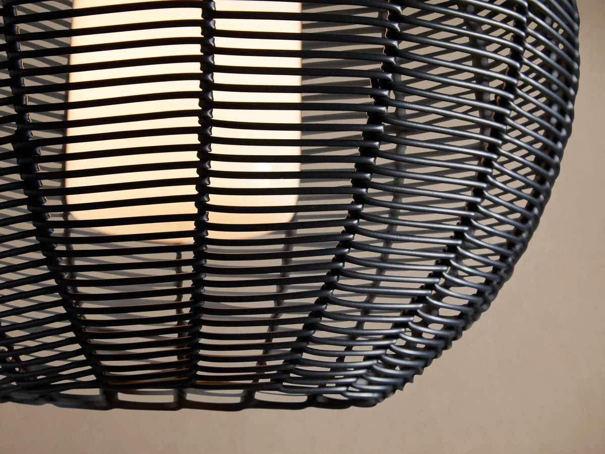 Wicker Globe Pendant Black Light — product view 3