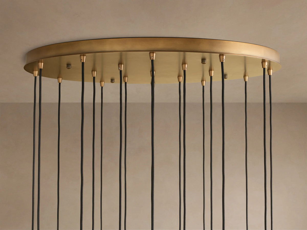 Colleena Glass Chandelier with Fluted Round Brass Frame