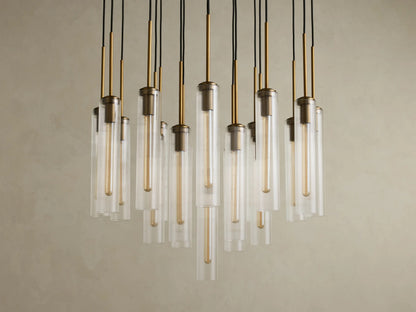 Colleena Glass Chandelier with Fluted Round Brass Frame — product view 4