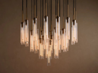 Colleena Glass Chandelier with Fluted Round Brass Frame — product view 5