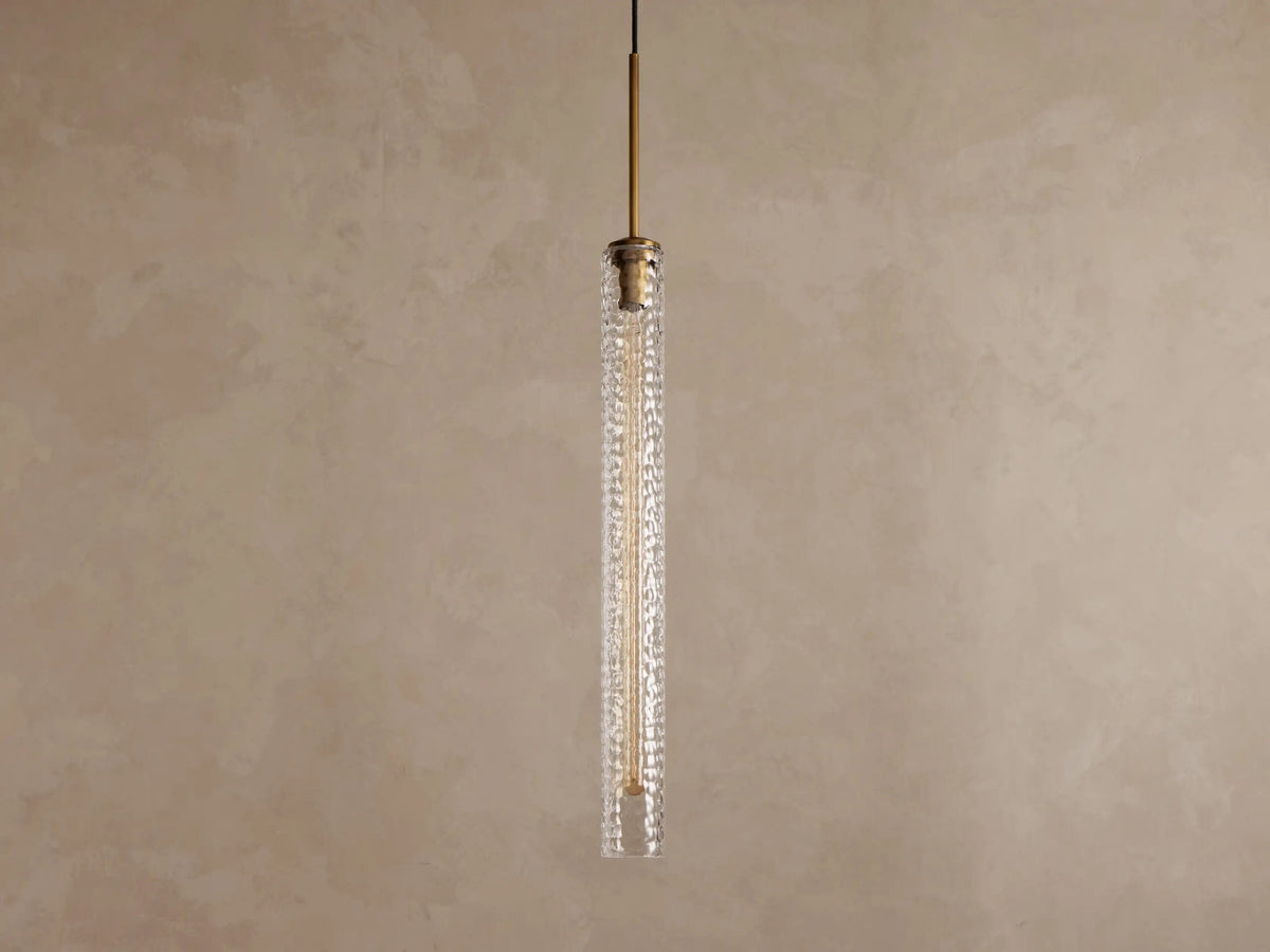 Glass Brass Pendant Hammered Glass Light — product view 2