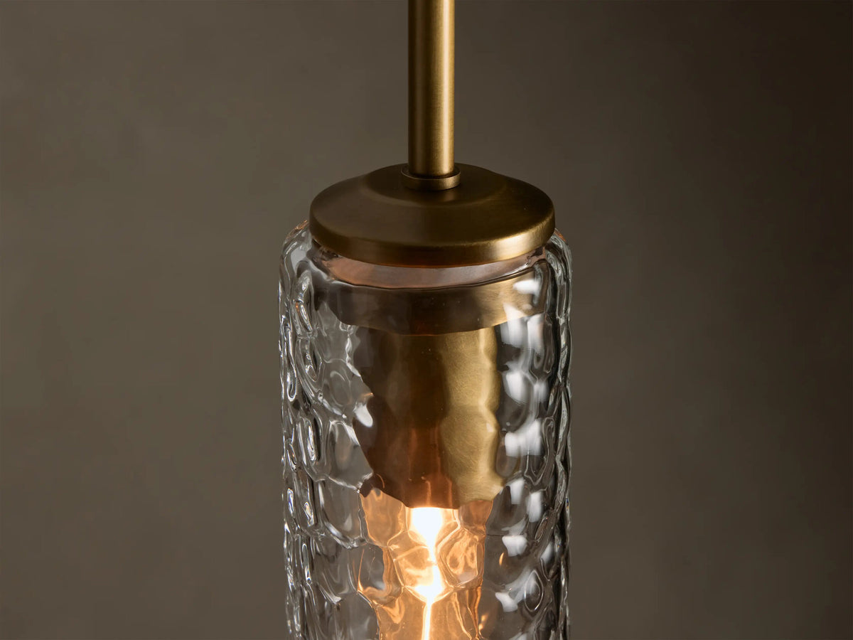 Glass Brass Pendant Hammered Glass Light