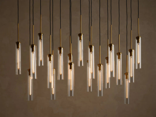 Linear Fluted Glass Light Chandelier — product view 1