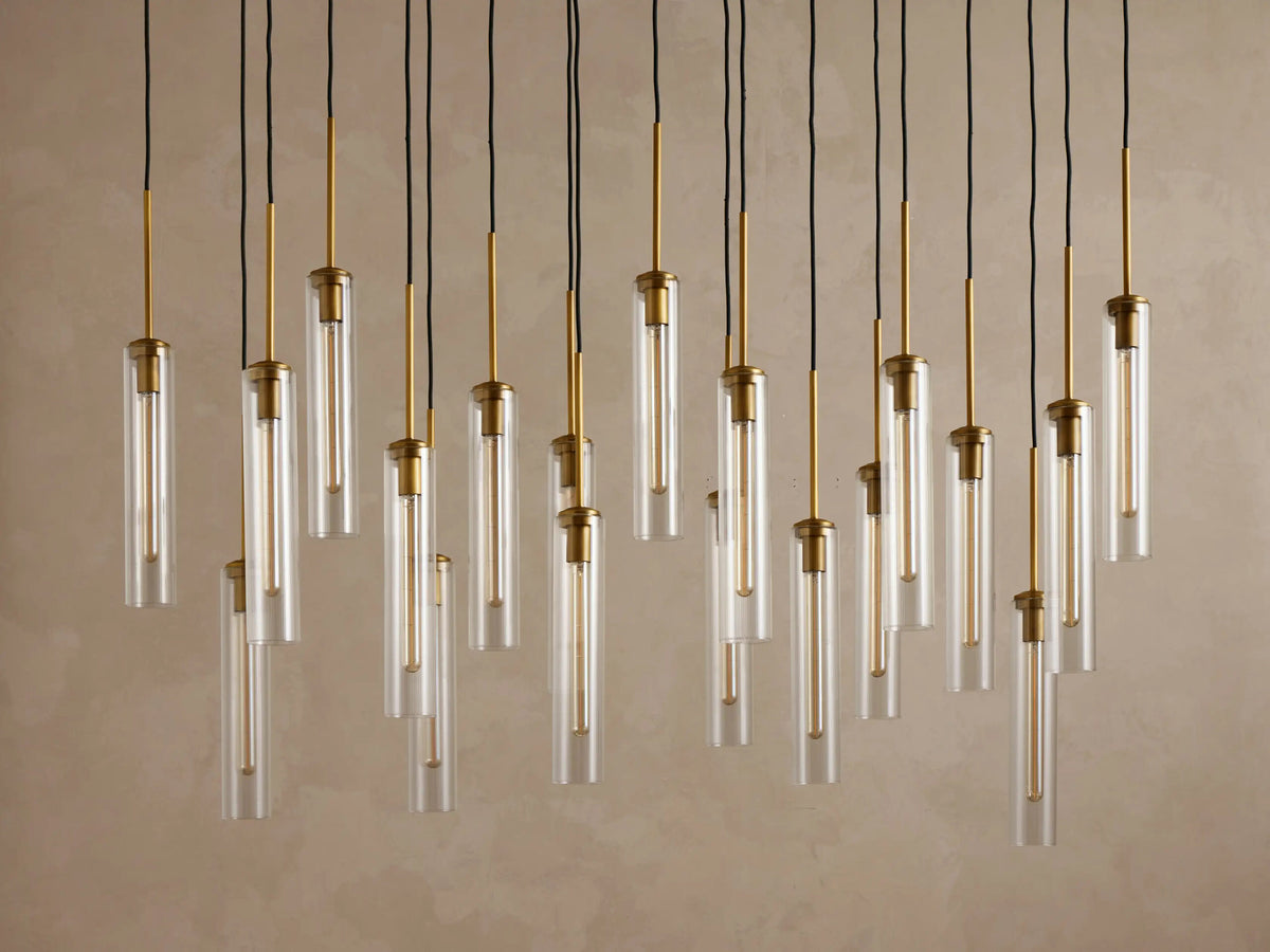 Linear Fluted Glass Light Chandelier
