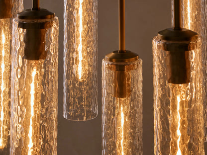 Glass Linear Light Hammered Glass Chandelier — product view 3