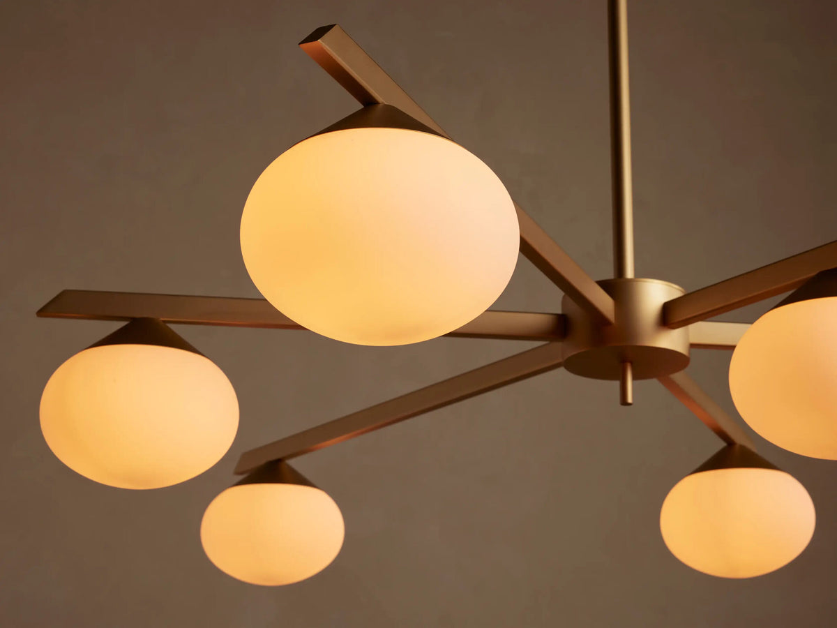 Globe Glass Light Round Chandelier in Gold — product view 3