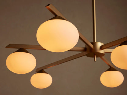 Globe Glass Light Round Chandelier in Gold — product view 3
