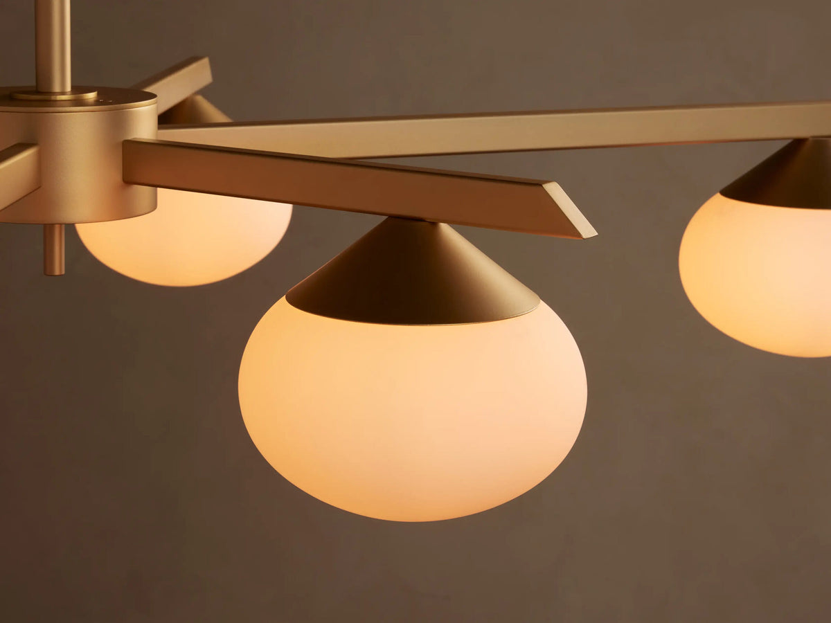 Globe Glass Light Round Chandelier in Gold — product view 4
