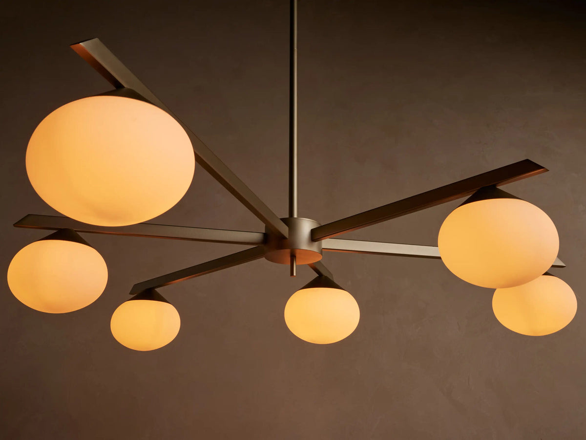 Globe Glass Light Round Chandelier in Gold — product view 8