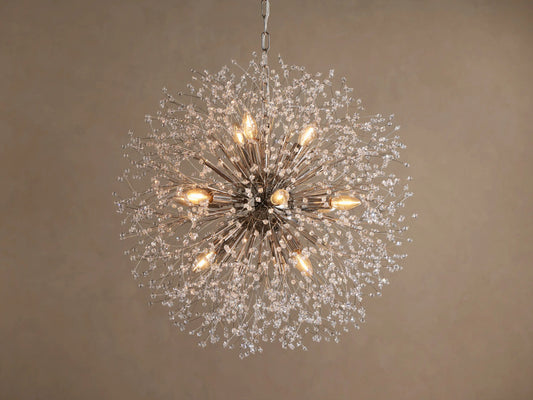 Dandelion Round Crystal Chandelier 30 Inch Silver — product view 1