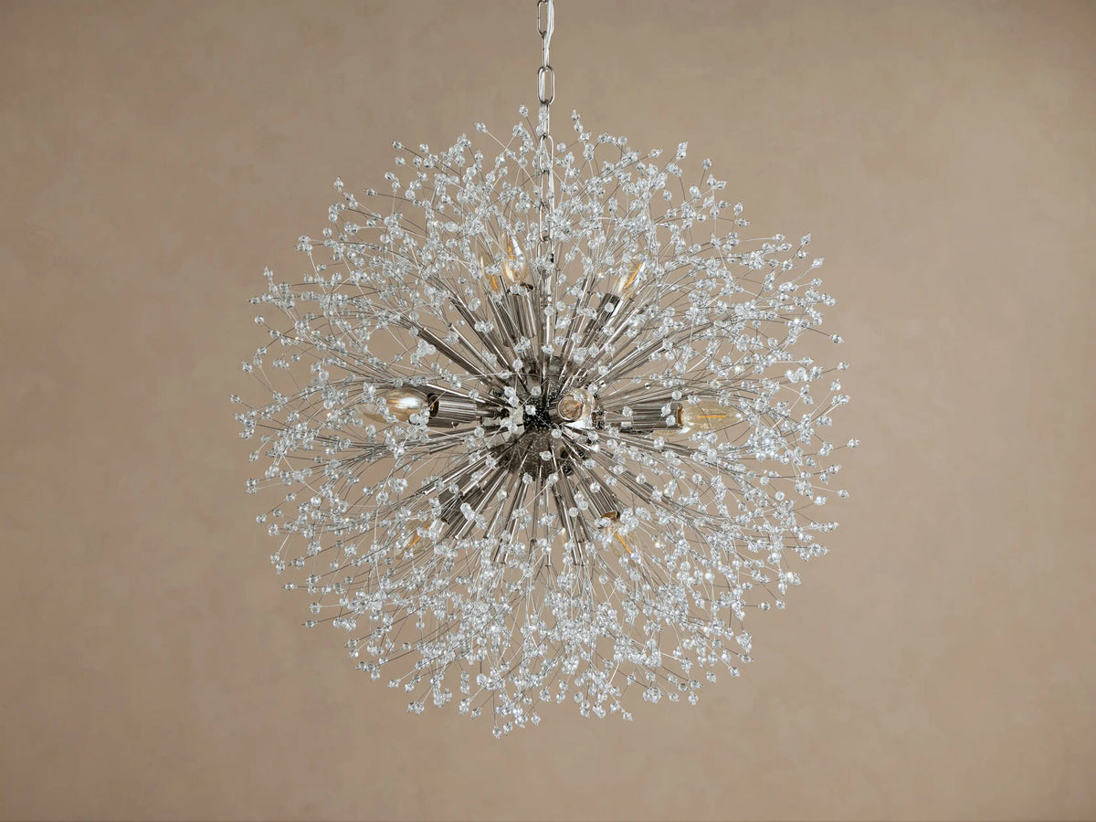 Dandelion Round Crystal Chandelier 30 Inch Silver — product view 2