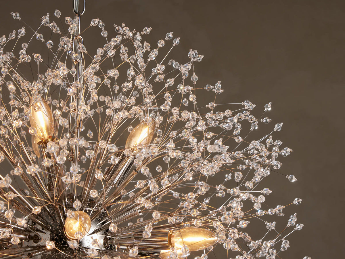 Dandelion Round Crystal Chandelier 30 Inch Silver
