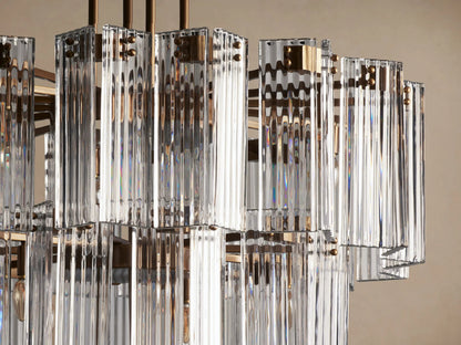 Glass Glam Light 38 Inch Round Chandelier in Brass — product view 3