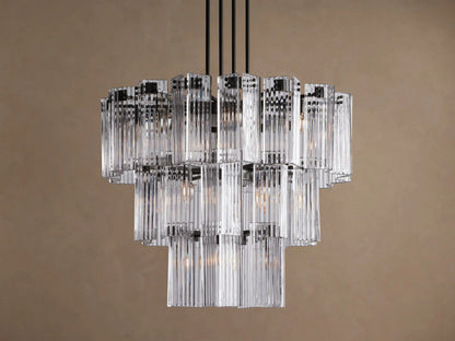 Glass Glam Light 38 Inch Round Chandelier in Brass — product view 5