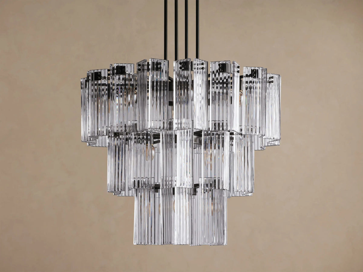 Glass Glam Light 38 Inch Round Chandelier in Brass — product view 6