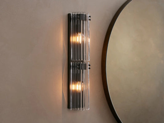 Reeded Glass Sconce Double Wall Light — product view 1