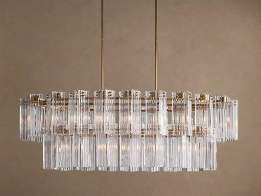 Glass Chandelier Oval Tiered 63 Inch — product view 1